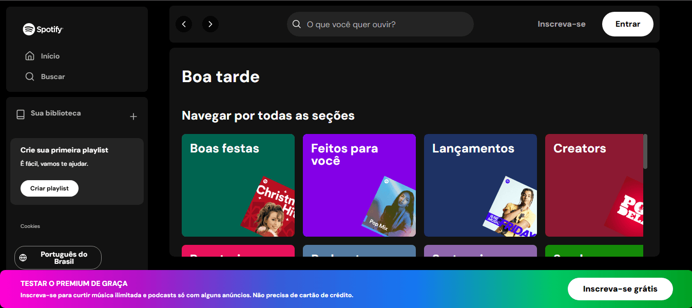 Prévia do Spotify Clone