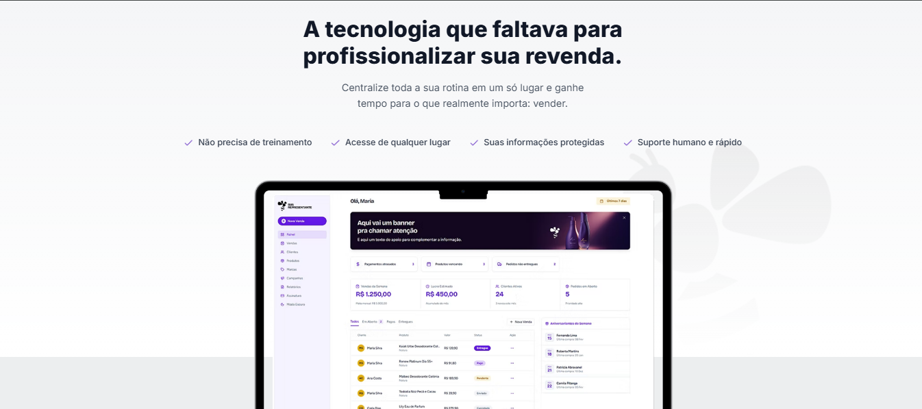 Apresentação da tecnologia e interface do painel de gestão